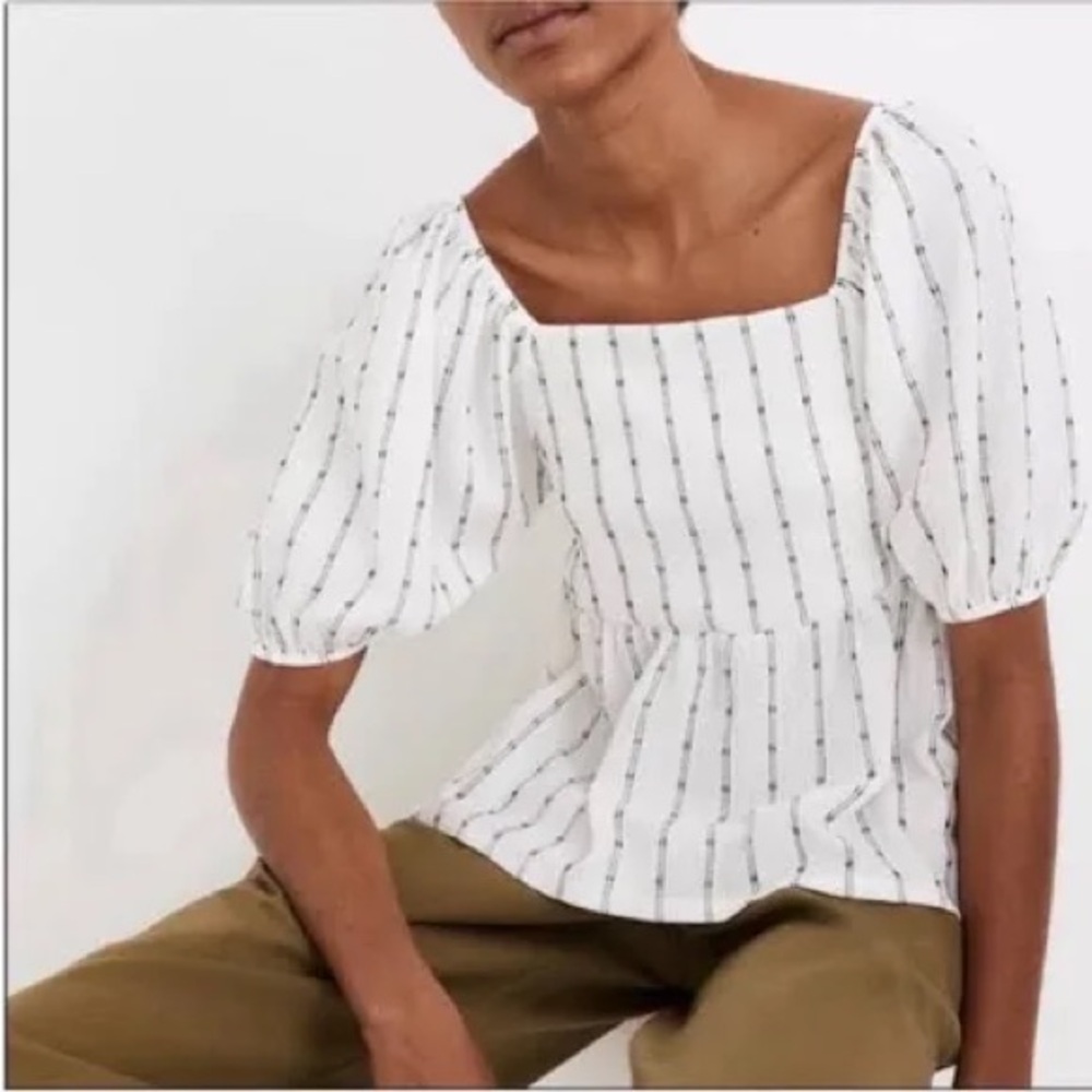 Square necked puff sleeve Madewell top
